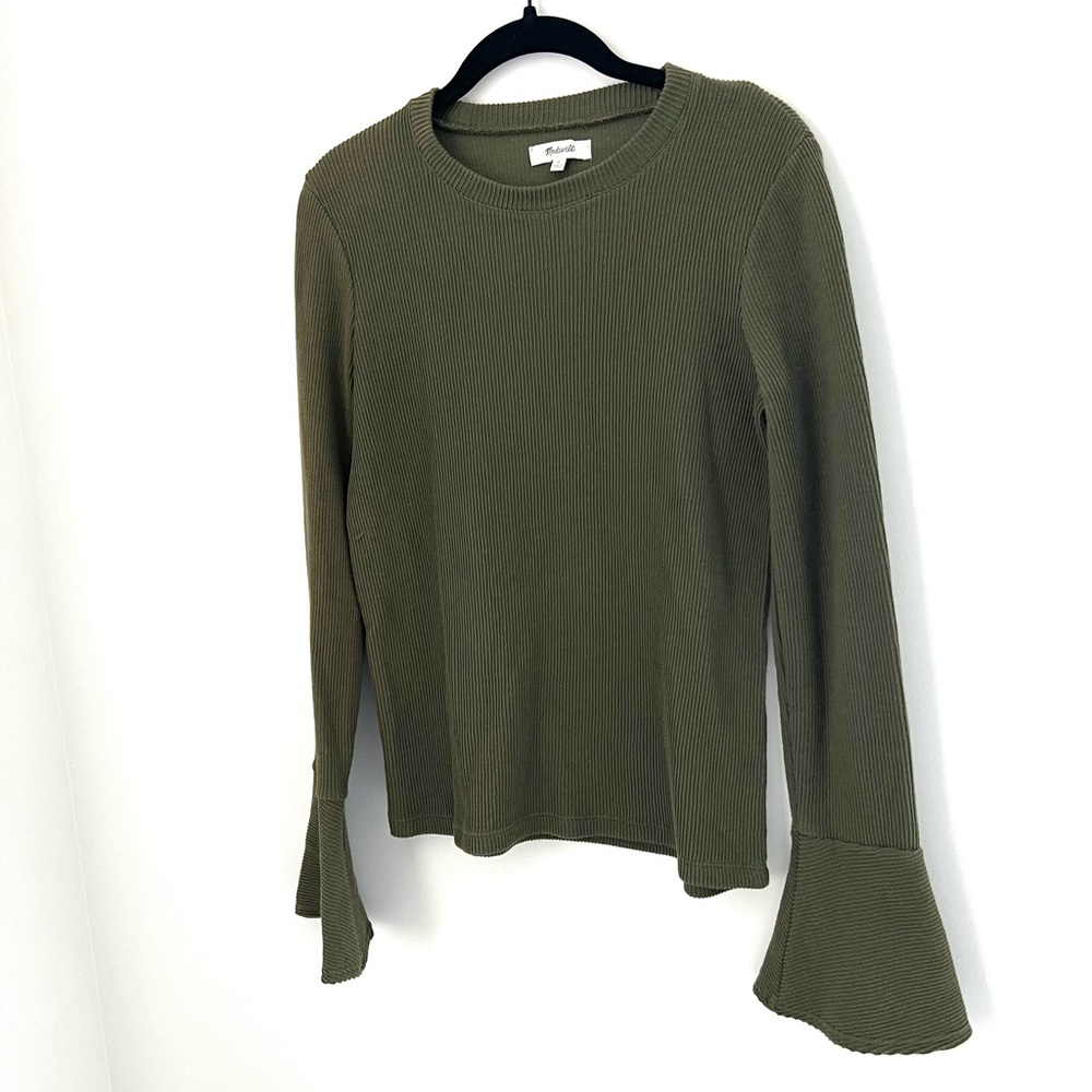 Madewell green sweater balloon sleeve small
